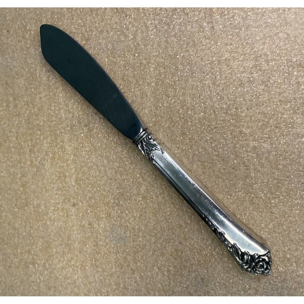 Oneida Sterling Handled Damask Rose Master Butter Knife Spreader - Picture 3 of 10